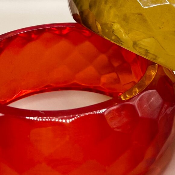 Rich Orange Faceted Acrylic Bracelet - Picture 6 of 16